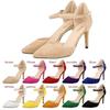 Women Sandals Summer High Heels Classic Elegant Pumps Fashion Red Heeled Woman Ankle Straps Office Party Wedding Shoes Big Size