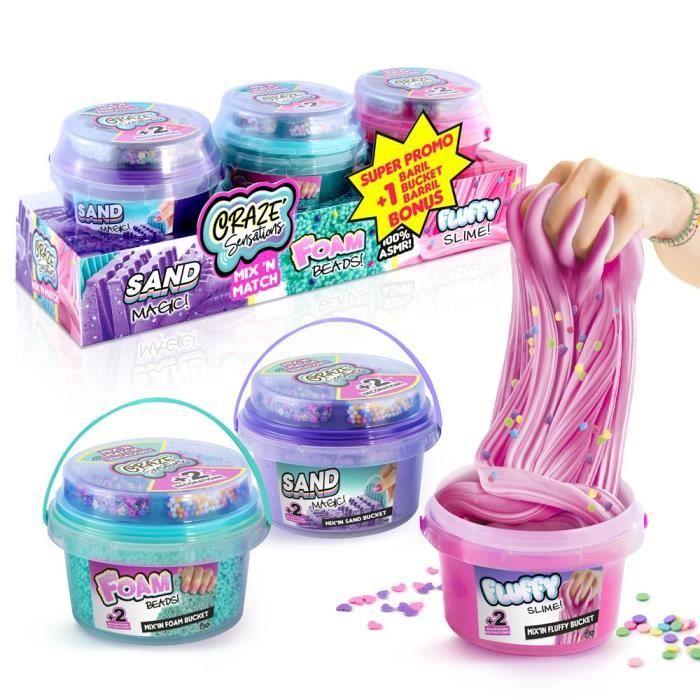Kreatives Hobby - CANAL TOYS - CRAZE Sensations 2 Eimer + 1 Bonus - Sand, Slime Fluffy, Schaum