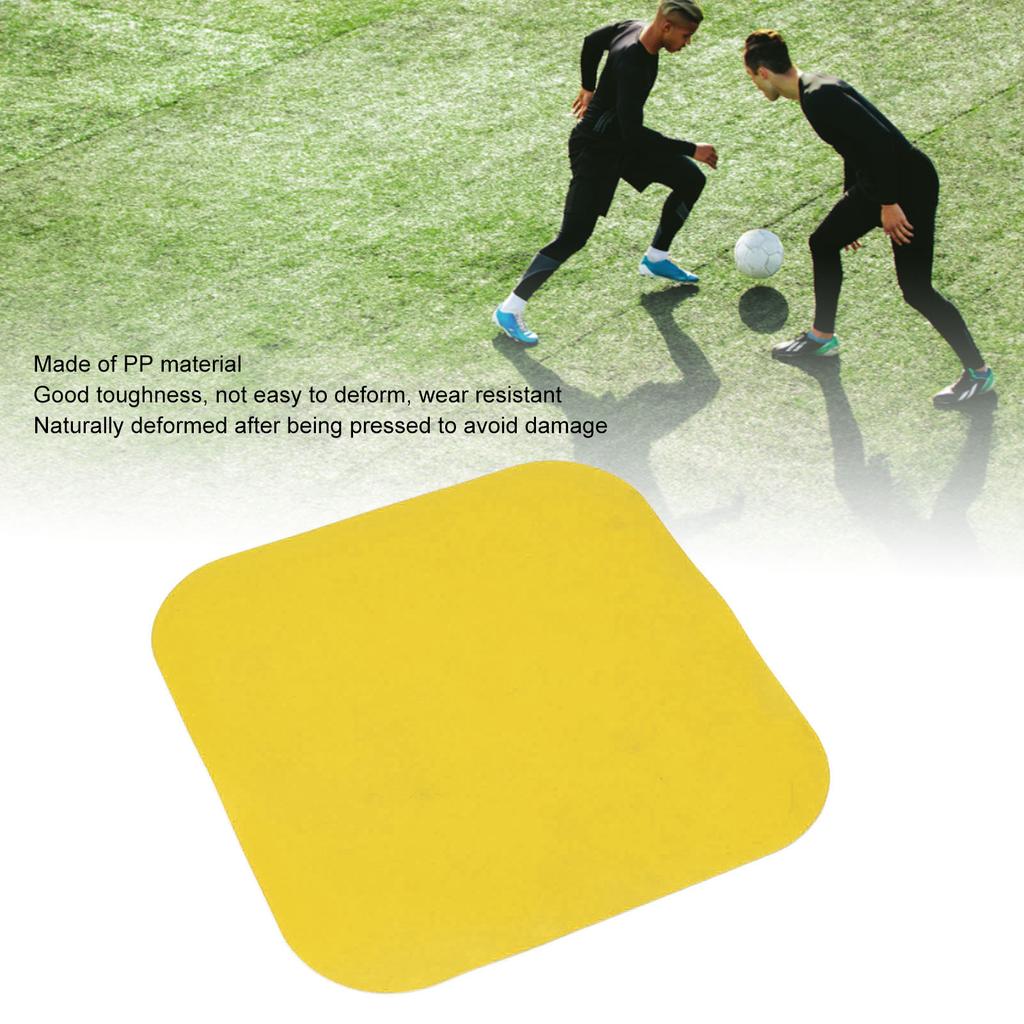 10PCS Soccer Spot Marker PP 23cm Square Flat Soccer Floor Dots for Outdoor Speed Training Yellow