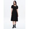 Short-Sleeved Voluminous Long Dress Black