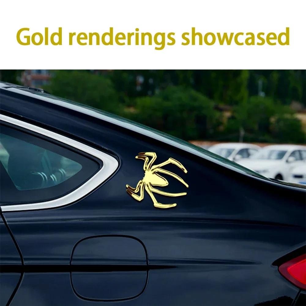 3D Car Sticker Metal Spider Shape Emblem Chrome Car Truck Motor Decal Hide Scratch Sticker Gold Silver Metallic Texture Sticker