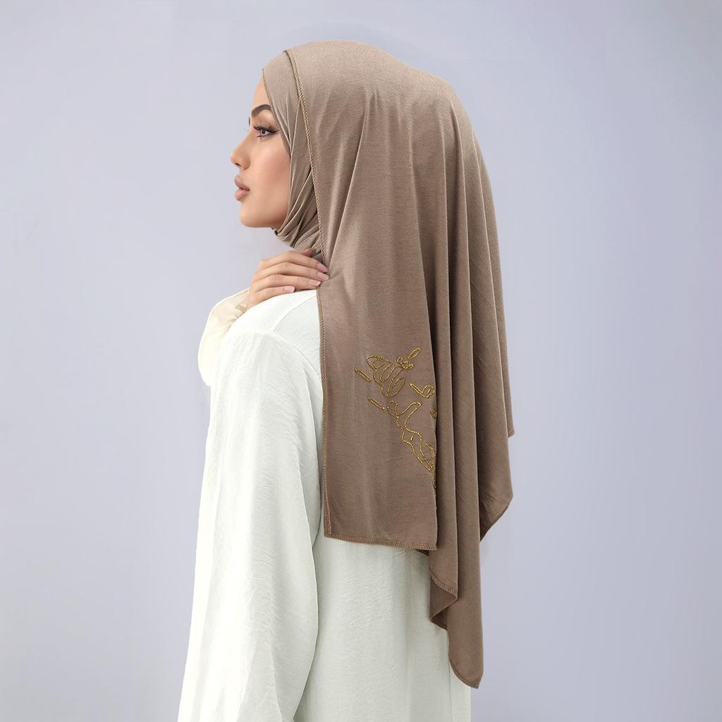 Fashion Jersey Instant Hijab Cotton Shawl Lucky Printed Muslim Solid Color Headwrap Islamic Headscarf Scarf Turban Tube 170*60Cm