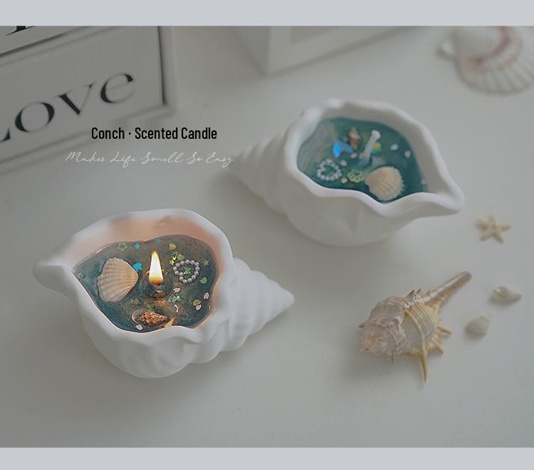 Romantic Conch Seashell Scented Candle Set – Smokeless, Niche Gift with Creative Fragrance