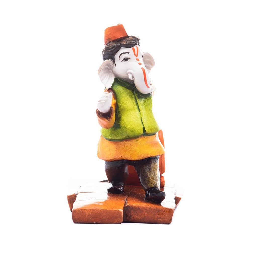 Resin Handcrafted Ganesha Idol Carrying Travel Bag with Mouse Showpiece | Lord Ganesha Idol for Home Decor | Ganesha Statue