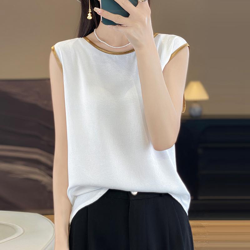 Elegant Silk Satin Sleeveless Camisole Top for Suits