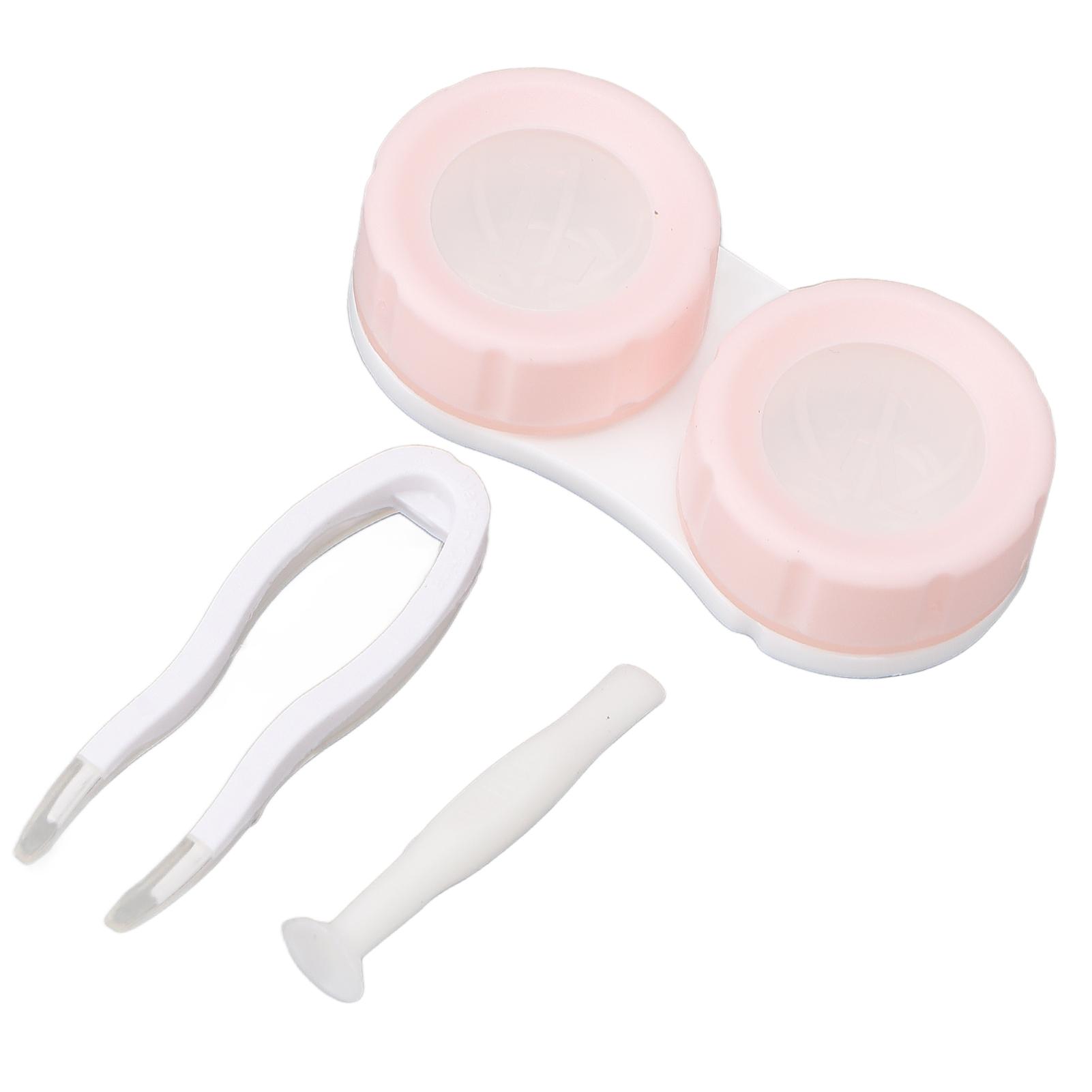 

Портативный набор контейнеров для контактных линз, розовый прозрачный контейнер для контактных линз с пинцетом