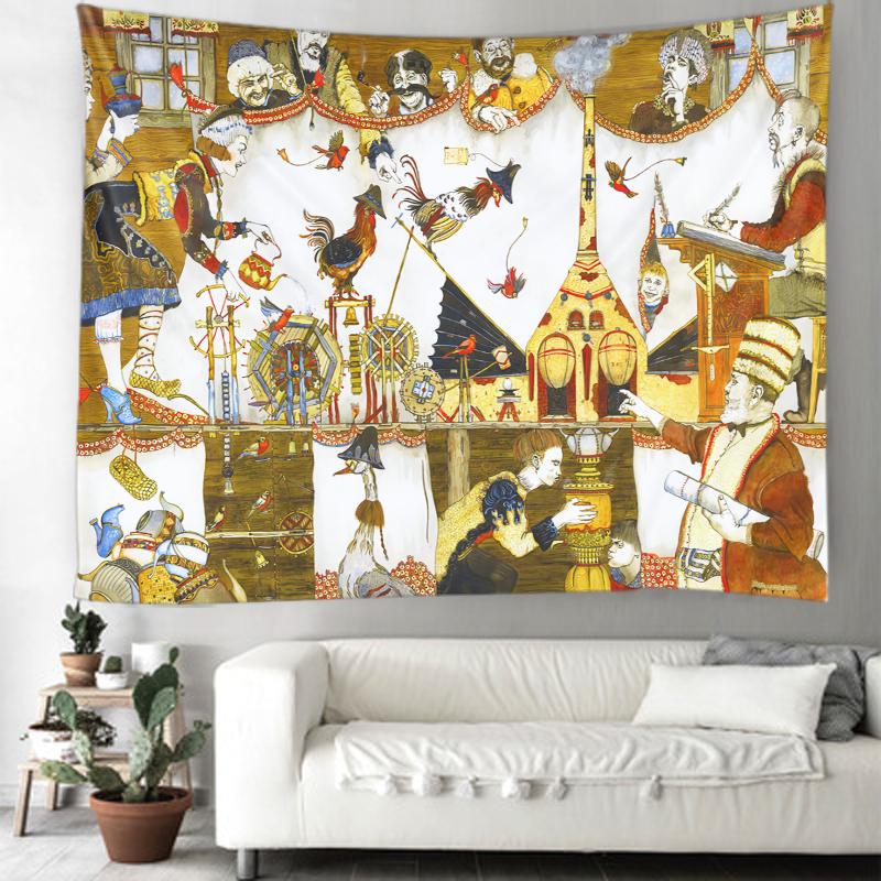 European Ancient Court Illustration Background Decorative Tapestry Mandala Bohemian Decorative Tapestry Home Decoration Tapestry