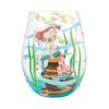 Enesco Disney Lolita "An Ocean of Dreams" Ariel Little Mermaid Stemless Wine Glass, Hand-Painted Decorative Glassware with Gift Box, 6017420