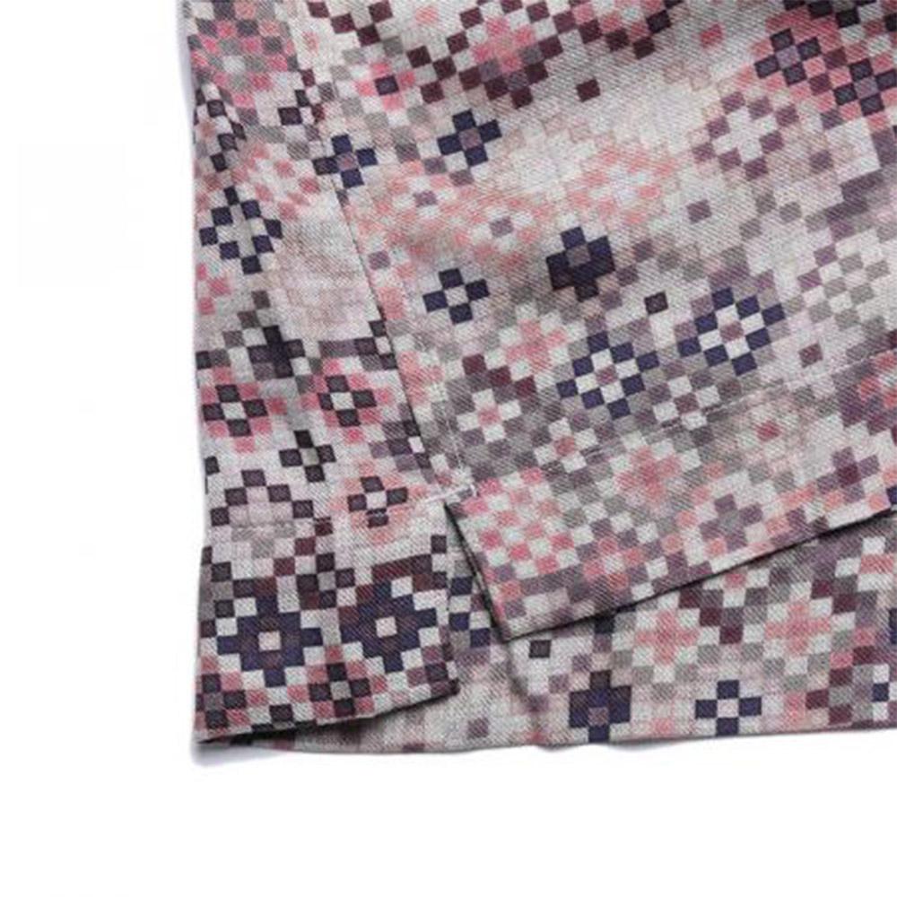 Emporio Armani FW22 Mosaic Pattern Printed Long Sleeve Shirt Men Shirts Gray Pink H31FA1-C114C-037