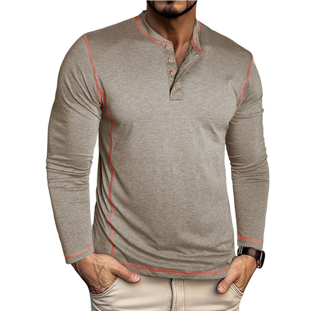 Men's Long Sleeve Shirt Color Block Casual T-Shirt Basic Undershirt