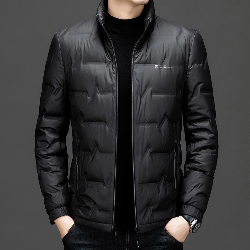 Men's Lightweight Down Jacket - Warm Business Casual Lapel Style for Middle-Aged Dads