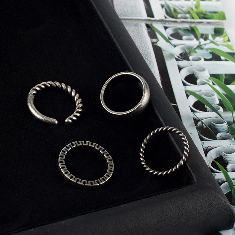 

Trendy Handmade Retro Cable Knit Ring Set: Open, Couple, Knuckle, Pinky Rings