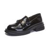 Black loafers women's 2025 spring new thick heel single shoes light mouth casual fashion shoes small leather shoes women