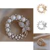 Butterfly Brooch With Alloy Rhinestones And Pearls For Women Fashionable And Artistic