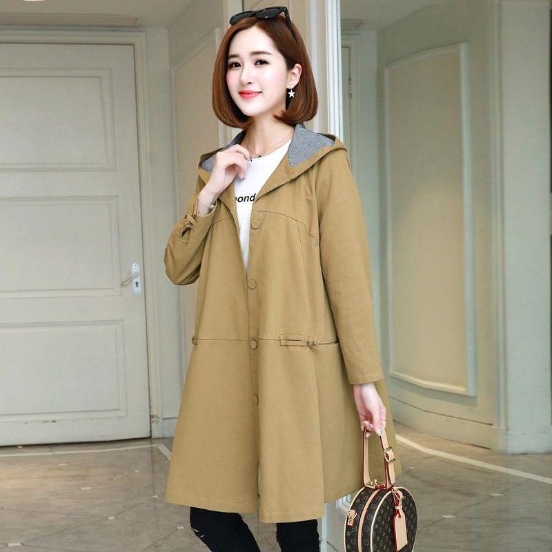 Frühling und Herbst Große Größe Damenbekleidung Langarm Warme Windjacke Großer Wollmantel