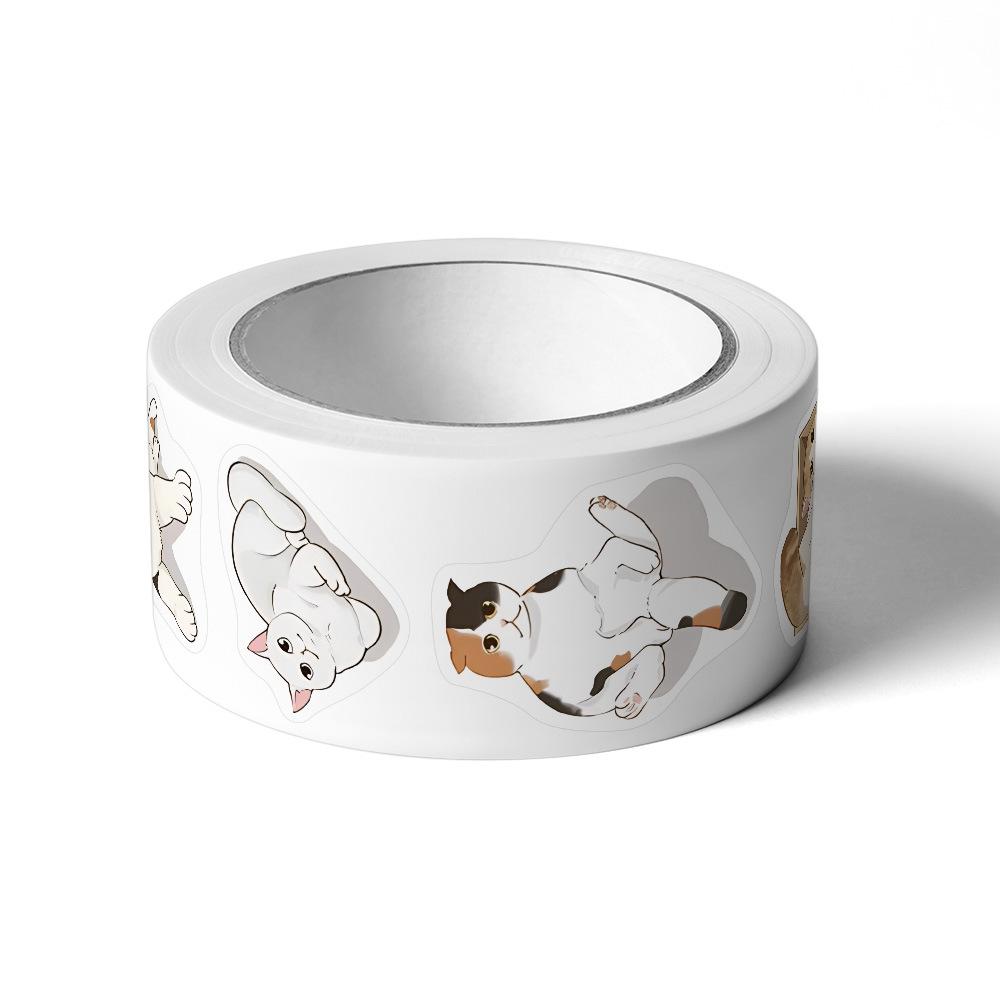 500-Sheet Kawaii Cat Scrapbooking Tape Roll Reusable Stickers for Envelope Sealing