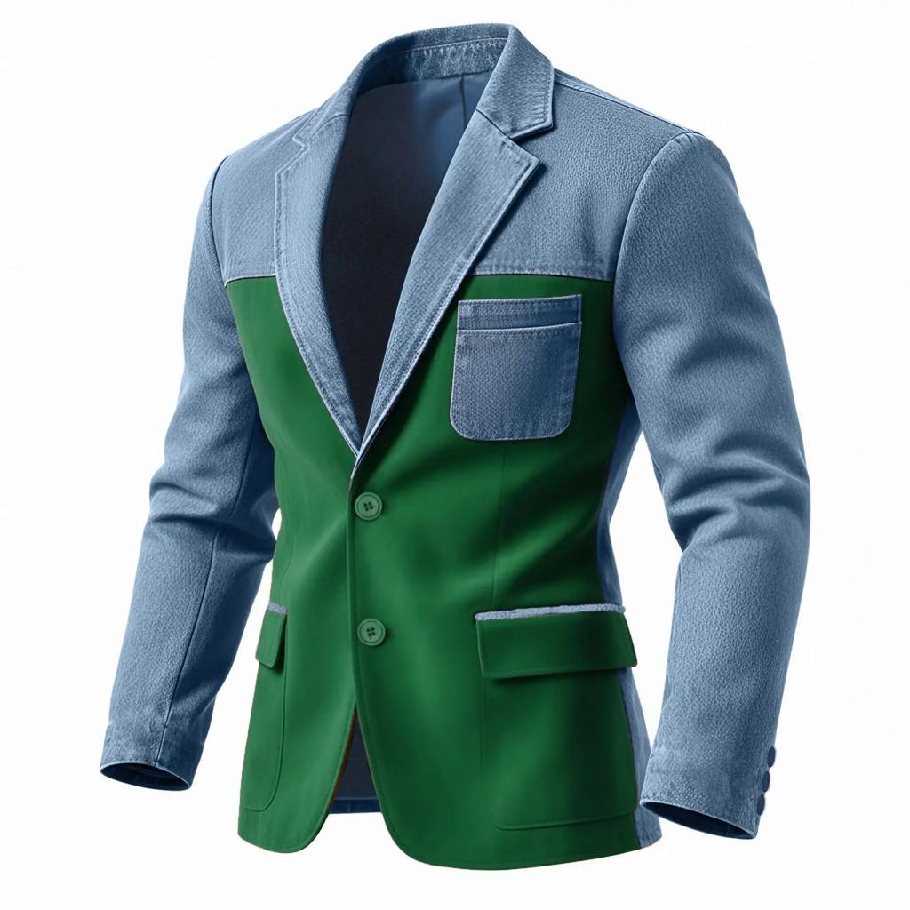 Frühling Herbst Herren Patchwork Blazer Mode Anzugjacke Hohe Qualität Schlank Lässig Blazer Mäntel Mann