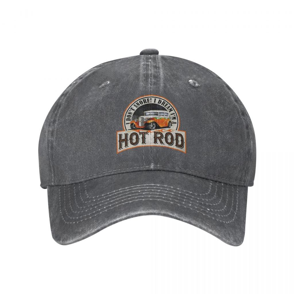 I Don't Snore I'M Dream I'M A Hot Rod Washed Denim Baseball Cap Trucker Hats Mode bequem