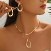 Trendy Gold Color Irregular Geometric Metal Jewelry Set Layered Snake Chain Necklace & Drop Earrings For Women Daily Party Wear