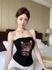 #Summer New Spice Girl Cartoon Kitten Print Tube Top Slim Fit Fixed with Chest Pad Comfortable and Versatile