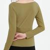 Women's Solid Color Front And Back Pockets Long Sleeved Seamless Waist  Warm Top