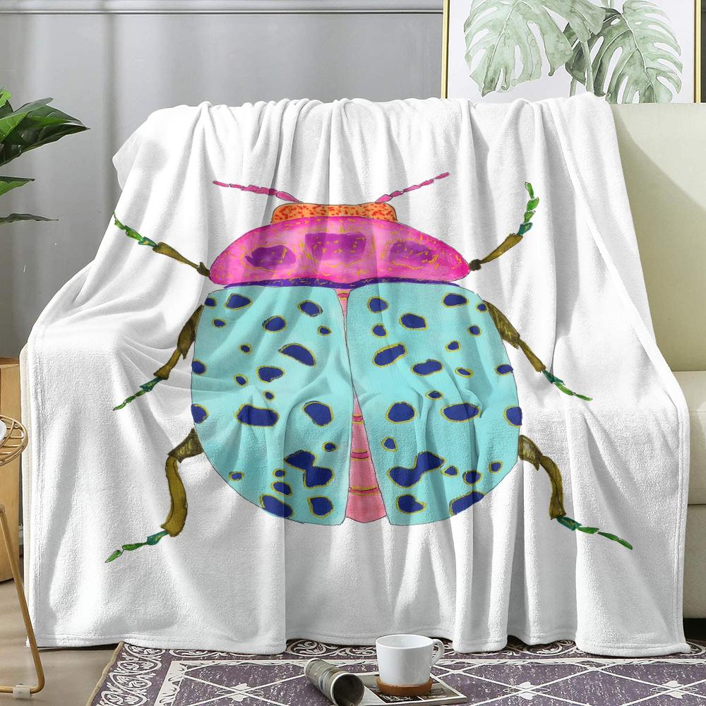 Colorful Insect Fashion Throw Soft Flannel Throw Summer AC Blanket Lightweight Cool Nap Blanket for Sofa Bed Couch Travel 75x90cm