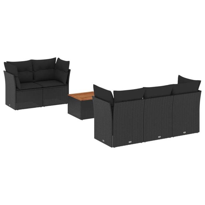 VidaXL Garden Lounge Set with Cushions 6 Pcs, Patio Sofas, Patio Furniture Set, Outdoor Furniture, Black 3255810