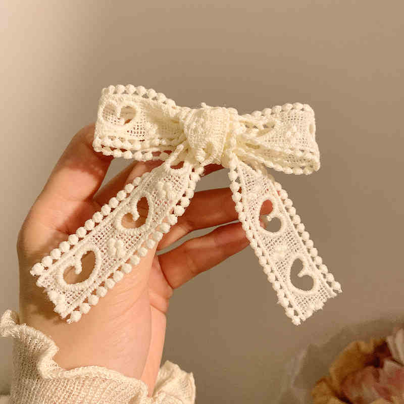 Lace Hair Bows Clip Cute Girls Hairpins Solid Duckbilled Hair Clips Barrettes Kids Headwear Fashion Hair Accessories