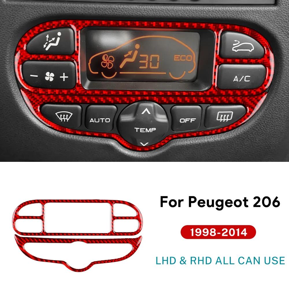 Real Soft Carbon Fiber Sticker for Peugeot 206 1998 2008 2009 2010 2011 2012 2013 2014 LHD RHD Car Central Control Button Trim