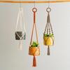 3-Piece Woven Cotton Rope Hanging Basket Set with Colorful Tassels, Bohemian Decorative Bag Hanger