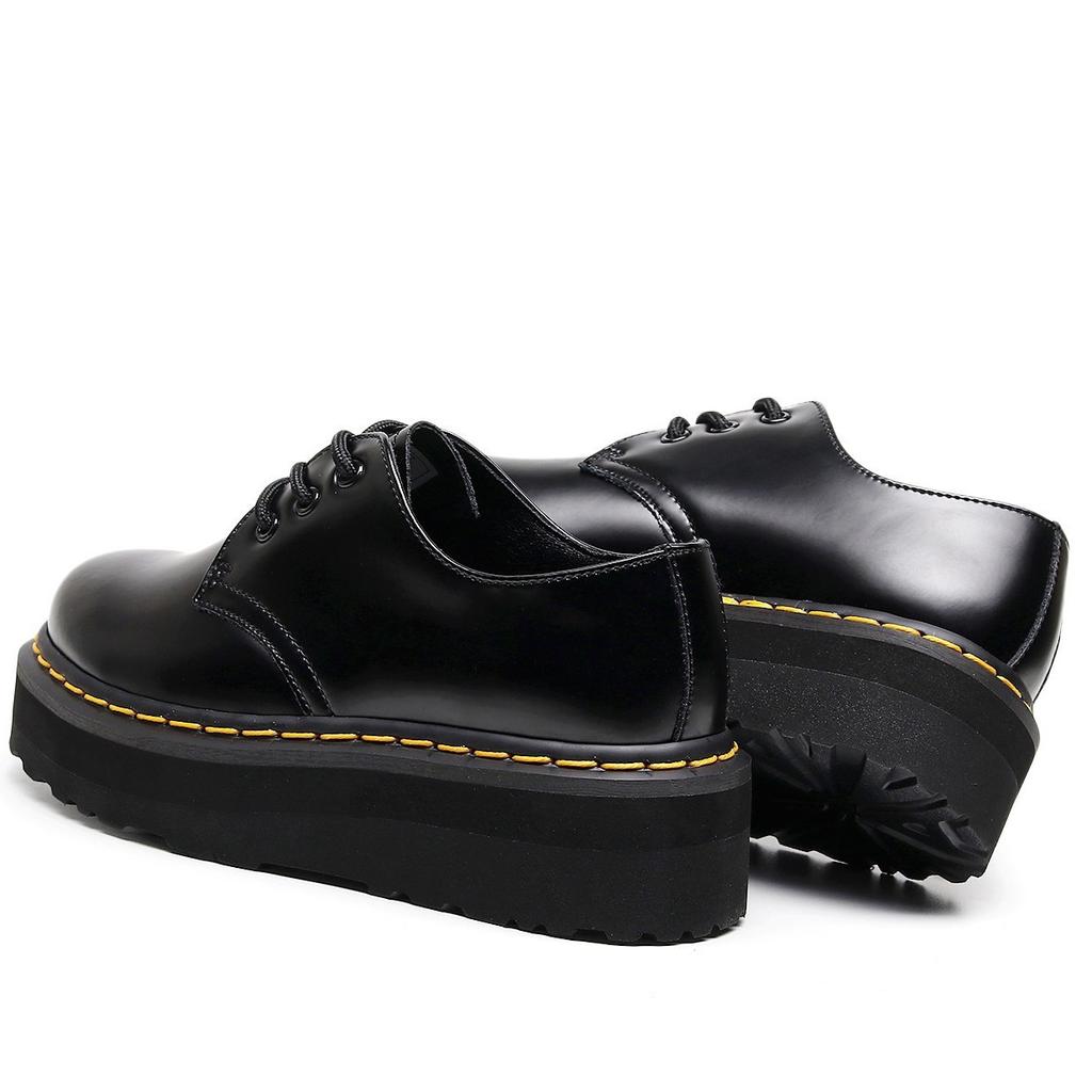 Lightweight - Thick Sole Hole Martin Shoes Women's Low Top Leather Casual Black Student Boots