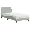 VidaXL Bed with Light Grey Mattress 90x200 Cm Velvet, Bedroom Furniture, Single Bed, Curved Bed Frame, Slatted Base, Bed In 3208331
