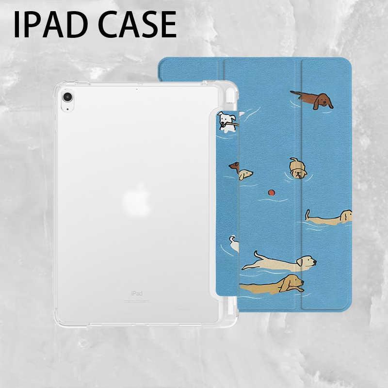 Summer Cute Pool Puupy Case 3+Y Fold For Samsung S8 S9 S11 S10 FE S6 Lite Tablet Case 10S 11 / S8PLUS / S6 Lite / A7 8 Case