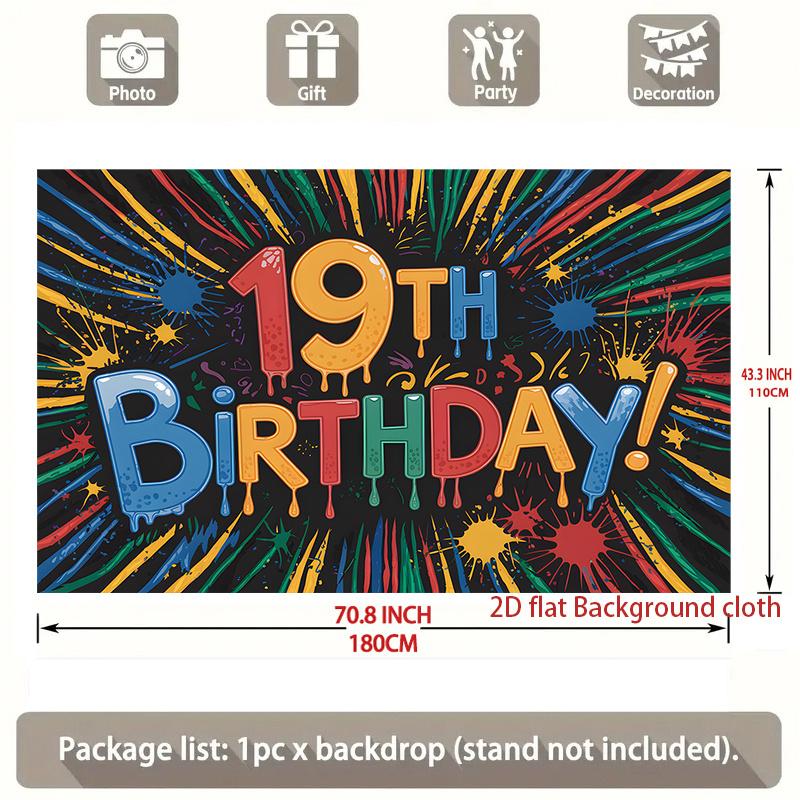 1pc Birthday 19th Graffiti Hanging Banner Polyester