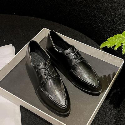Mode 2024 printemps été automne nouveau style britannique pointu petites chaussures en cuir pour femmes chaussures décontractées à la mode pour femmes