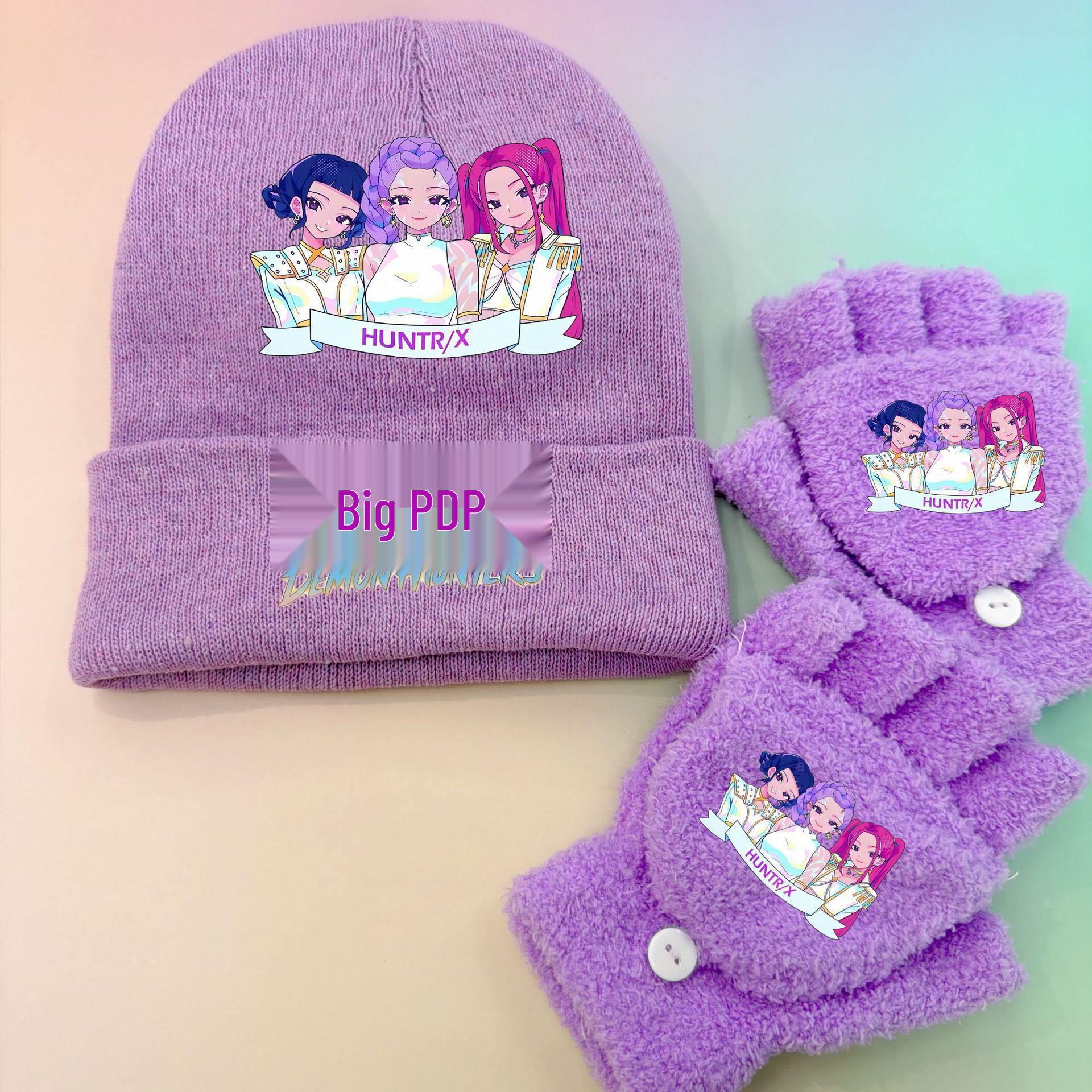 KPOP Demon Hunter Girl Group Beanie and Warm Knit Gloves Set