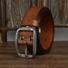 3.8CM Thick Cowhide Belt Men's Steel Buckle Top Cowskin All-match Casual Jeans Belt High Quality Retro Luxury Men Strap