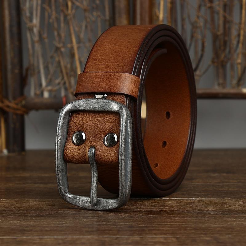 

Washed Handmade Retro Old Trend American Belt Men S Genuine Leather First Layer Cowhide Steel Buckle Jeans Belt 130cm