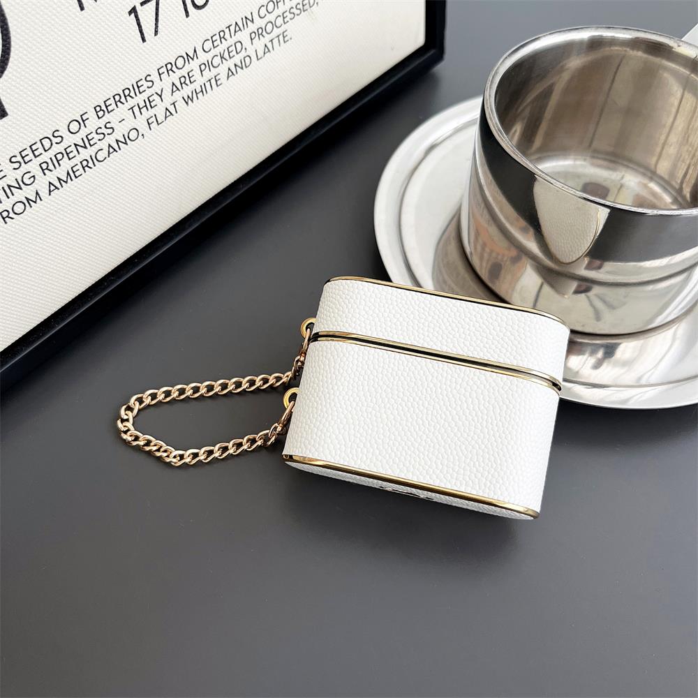 Bucket Bag Earphone Case for Apple Airpods 1/2/3Pro2 High Quality Electroplated Leather Soft Case with Pendant Chain Fashionable