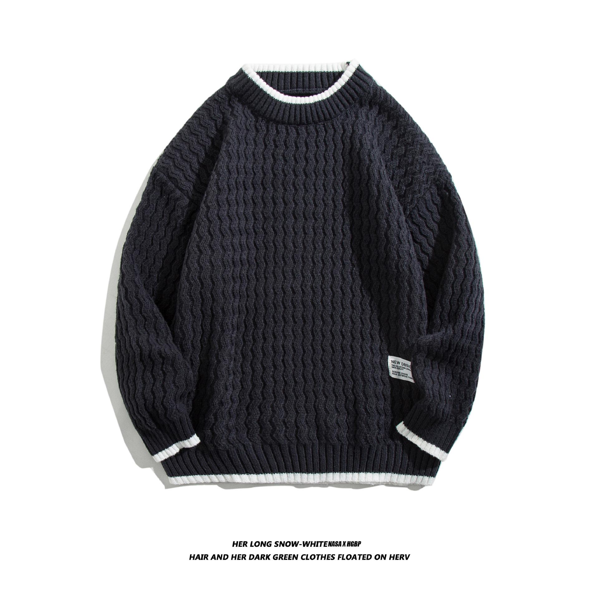 Men s Chunky Knit Sweater: 2025 Winter-Spring, Solid Color, Plus Velvet for Students L серый