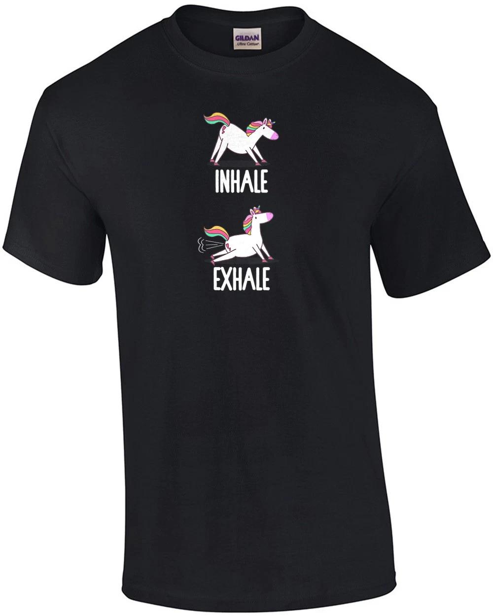 Inhale Exhale - Unicorn Yoga Farting T-Shirt M