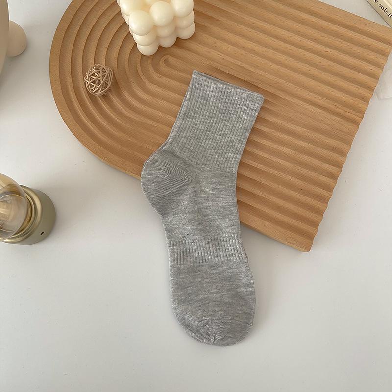 Women's Classic Black & White Non-Slip Cotton Mid-Calf Socks - Breathable & Elastic