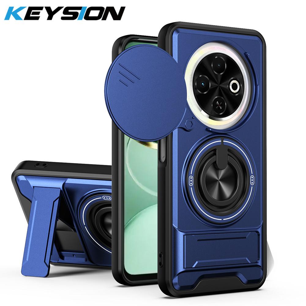 KEYSION Magnetic Phone Case for TECNO Spark 30C 4G Slide Camera Protection Upright Kickstand Shockproof Back Cover for Spark 30C