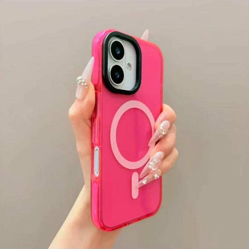 Barevný MagSafe kryt na telefon pro iPhone 17Air 16 15 13 14 12 11 17ProMax 16plus Bezdrátové nabíjení Měkký silikonový nárazníkový kryt