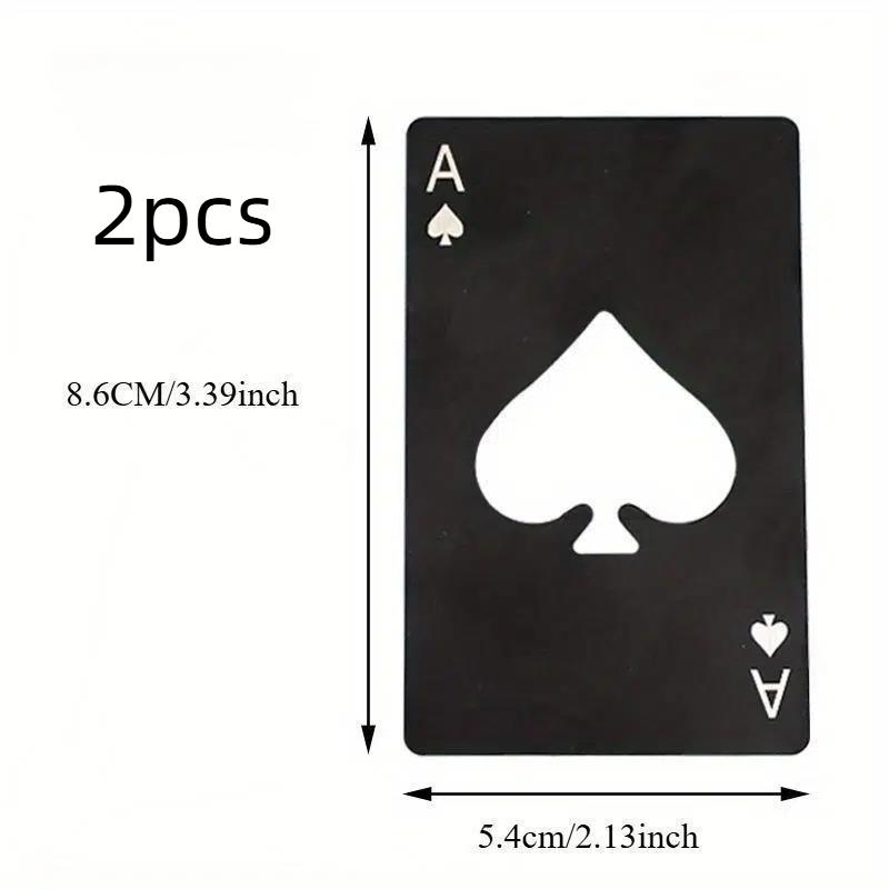 Kreativt Rostfritt Stål Flasköppnarset i Pokerkortform, 4 Delar Kreditkortdesign Ölöppnare, Verktygssats för Hemanvändning
