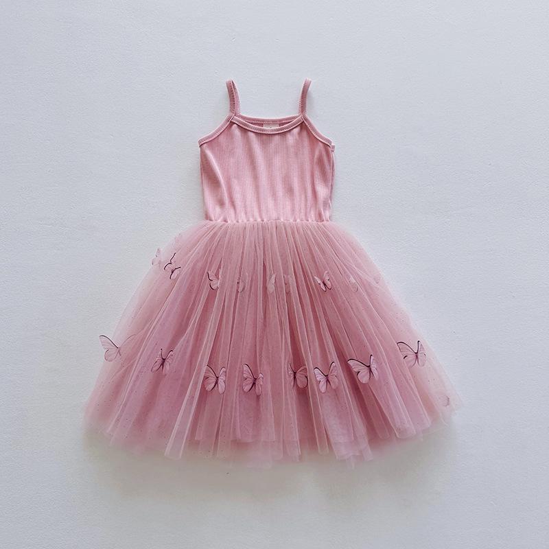 3D Butterfly Mesh Sling Dress - Sweet Princess Tutu for Girls