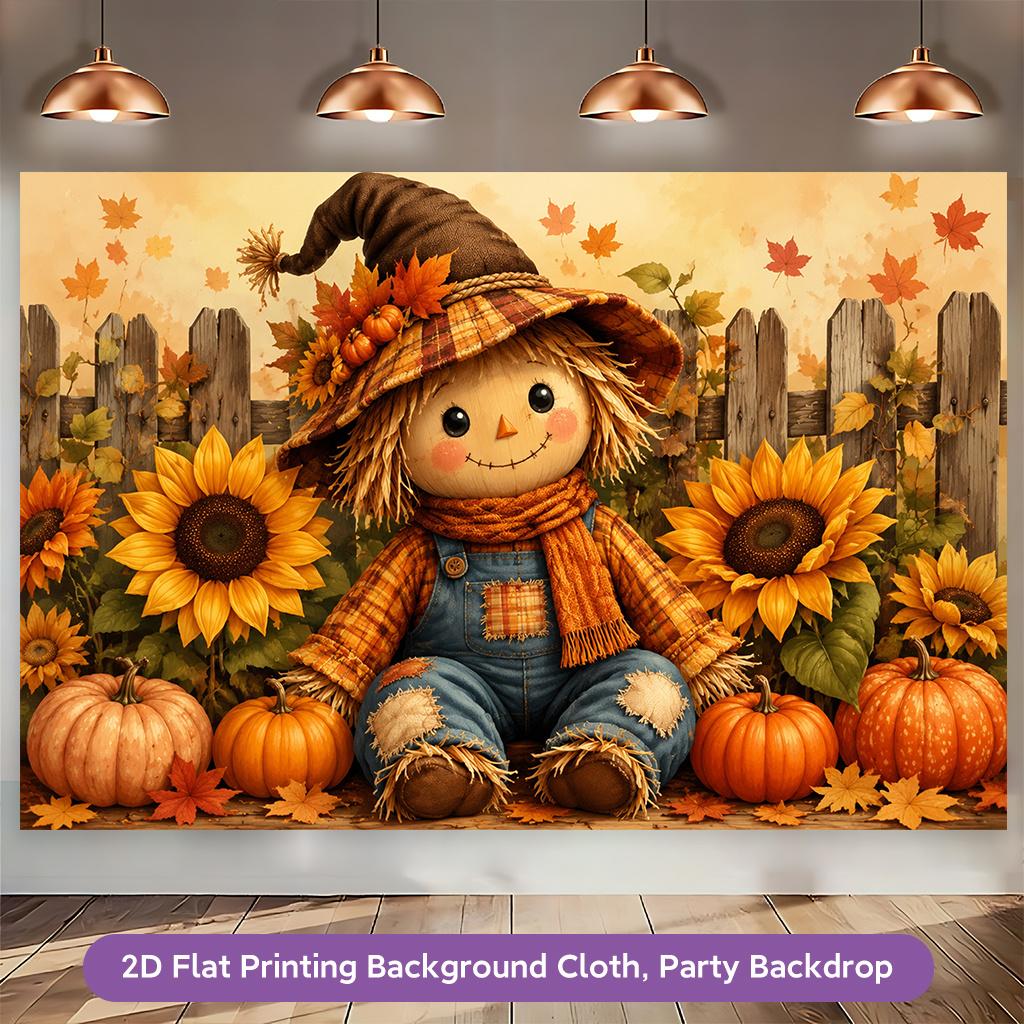 1 piece of 2D flat background fabric decorated with pumpkin straw and paired with sunflower polyesterzyc
