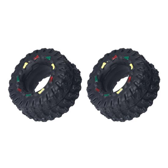 

2Pcs Tire Shape Dog Noise Toy for Teeth Cleaning and Fresh Breath Bite-Resistant Chew Toy Interactive Anti-Stress Squeaky Dog Toy for Small to Medium 2pcs