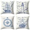 Compass and seagull pattern Singlesided printing Short plush Suitable for living rooms bedrooms sofas (excluding pillow cores)