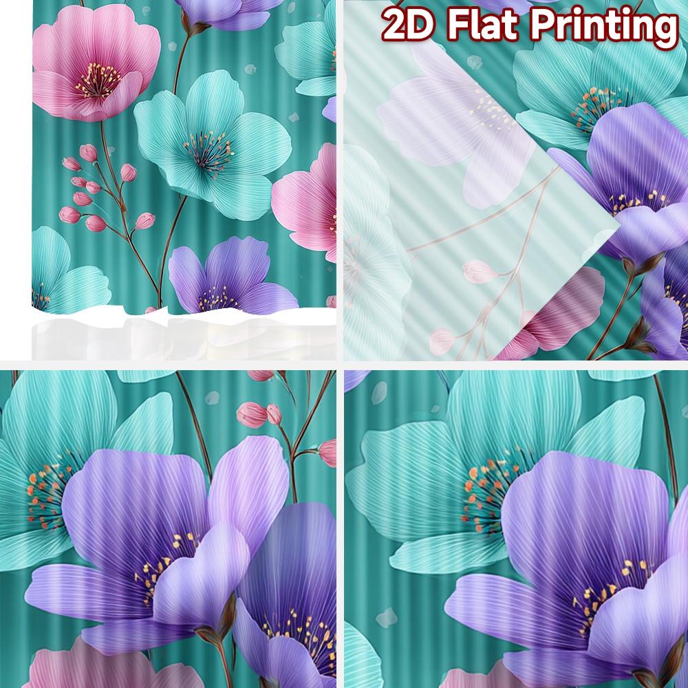 2D FLAT PRINTING 2pcs Curtains (Without Rod) Floral Pattern On Teal Background Holiday April Fools Is Day Printed Curtains